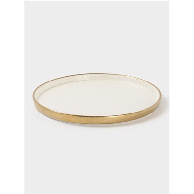 Блюдо фарфоровое сервировочное с бортиком Magistro Poursephona, d=25.5 см, бежевый