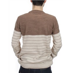 G638 BROWN/BEIGE Джемпер мужской (100% шерсть)
