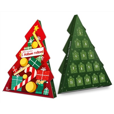 Календарь-ёлка, ГОРА ПОДАРКОВ, молочный шоколад, 75 г, ТМ Chokocat