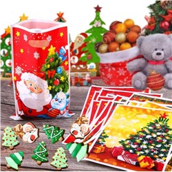 Набор пакетов подарочных новогодних 10 штук 25*17 см. ДЕД МОРОЗ