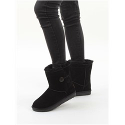 04-PAYH02-01Z BLACK  Угги женские (натуральная замша, 100% шерсть, натуральный мех)