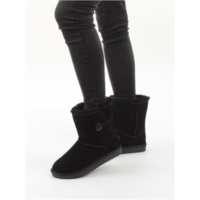 04-PAYH02-01Z BLACK  Угги женские (натуральная замша, 100% шерсть, натуральный мех)