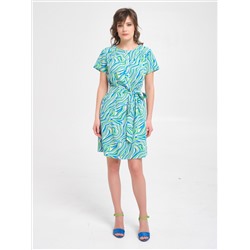 Платье голубое с коротким рукавом