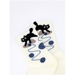 Носки р.35-40 "Ушки, Хвостики" Черный Кот