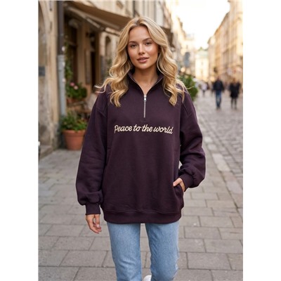 Толстовка с вышивкой OVER SIZE хлопок