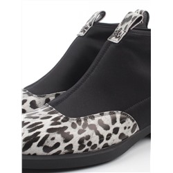 01-B44B-81H WHITE/LEOPARD Ботинки демисезонные женские (натуральная кожа, текстиль, байка)