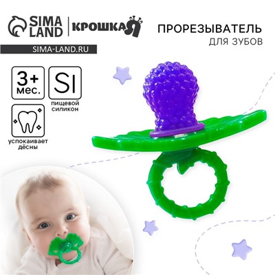 Прорезыватель силиконовый Крошка Я «Ягодка-пустышка», фиолетовый