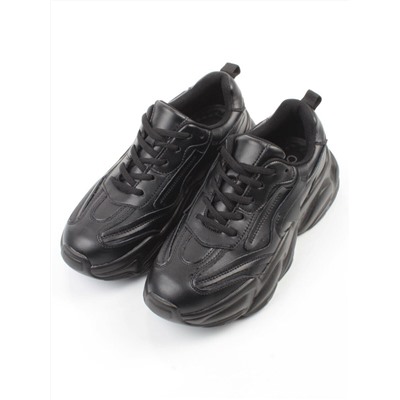 03-24F-31 BLACK Кроссовки женские (натуральная кожа)