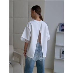 Футболка с кружевом OVER SIZE (хлопок)