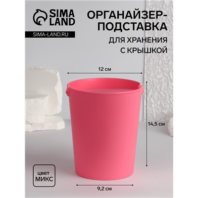 Органайзер для хранения, с крышкой, 1 секция, 14,5 × 12 × 9,2 см, цвет МИКС