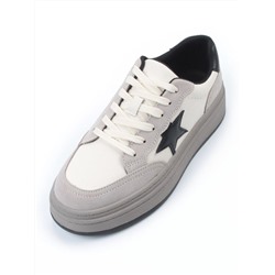 03-YE475-2 BEIGE/GREY Кроссовки женские (натуральная кожа)