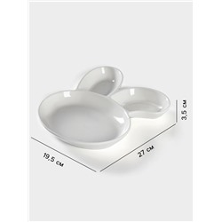 Блюдо для подачи Magistro «Ушастый зай» с двумя соусниками, 27×22.5 см, фарфор, белое