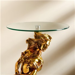 Столик журнальный декоративный «Дельфин и русалка», под золото, 48×48×104 см