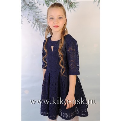 2192 Платье Angel mind кружевное Темно-синий/152