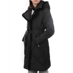 309 BLACK/BLACK Пальто зимнее стеганое женское (200 гр. холлофайбер, натуральная норка)