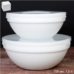 Салатник с крышкой 2 предмета белый / GRAY-SW2A (WHITE) /уп 18/