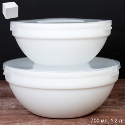 Салатник с крышкой 2 предмета белый / GRAY-SW2A (WHITE) /уп 18/