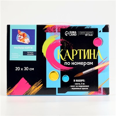 Картина по номерам на холсте с подрамником «Малыш Корги» 20х30 см