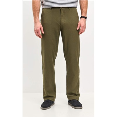 Брюки лен F211-0854 khaki