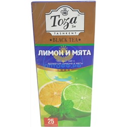 Чай Тоза черный с ароматом лимона и мяты 25 пакетиков (кор*24)