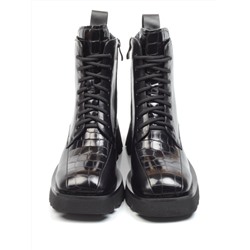 01-CG34-1 BLACK Ботинки демисезонные женские (натуральная кожа, байка)