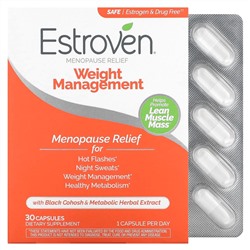 Estroven, средство для облегчения менопаузы и контроля веса, 30 капсул для ежедневного приема