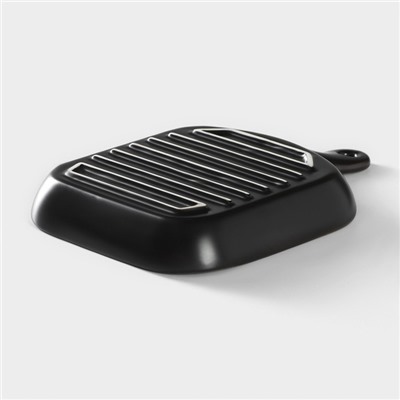 Блюдо из для подачи Magistro «Сковорода-гриль», 23×16×3 см, жаропрочная керамика, чёрное