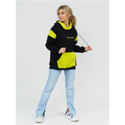 879 Толстовка "черный/салатовый"