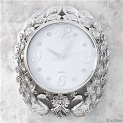 Часы настенные Павлины 32х40 см / WS-7596/S /уп 20/серебро