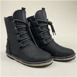 Валенки чёрные женские с шнурками и замком на войлоке