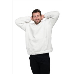 Толстовка мужская из овечьей шерсти оверсайз HOT TREND (с капюшоном, цвет Ваниль) цвет БЕЛЫЙ