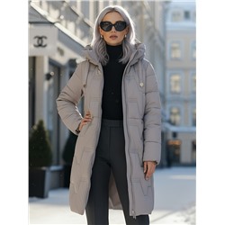 Пальто зимнее утепленное с капюшоном женское светло-коричневого цвета 7638SK