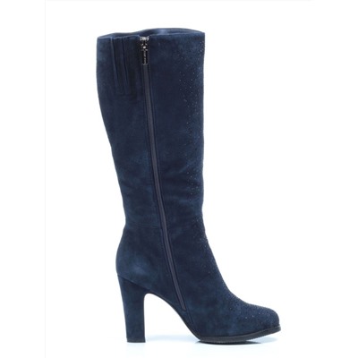 02-F65-011M DARK BLUE Сапоги зимние женские (натуральная замша, натуральный мех (полностью))