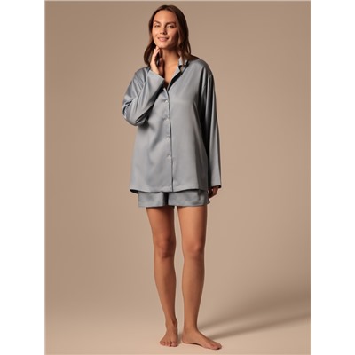 Пижама женская (рубашка, шорты) SL HOME Tensel Home, голубая