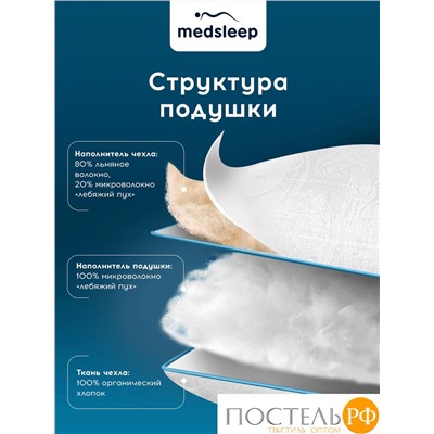 MedSleep SKYLOR Подушка детская стеганая 40х60,1пр,хлопок/лен/микровол.