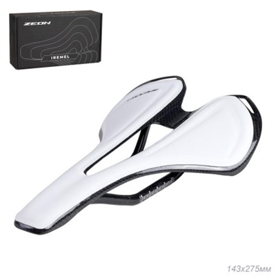 Седло велосипедное MTB карбоновое ZEON IREMEL TX-05W 275X143мм вес 120+/- 5 гр. белое /уп 20/