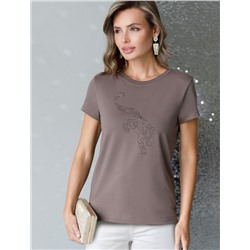 Нарядная футболка с принтом фольгой из премиального хлопка с эластаном