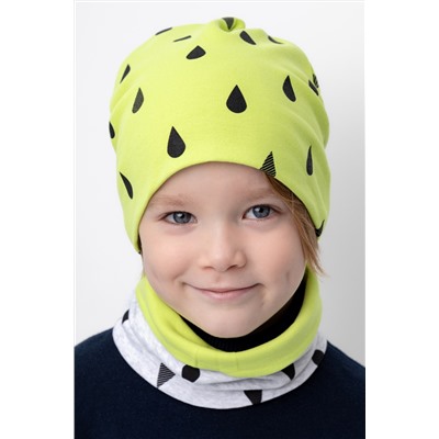 Комплект фисташковый, св.серый меланж, капли Crockid