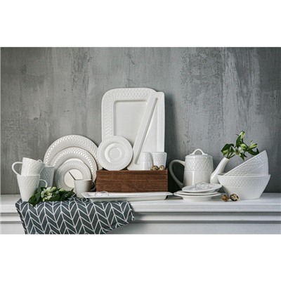 Чайная пара Magistro Argos, 2 предмета: чашка 220 мл, блюдце d=15 см, фарфор, белая