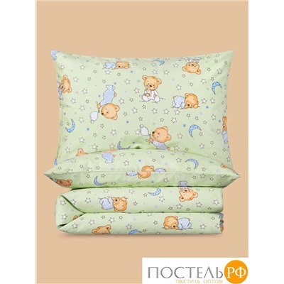 DAILY by T МИШКИ зелен КПБ 112х147-1/110х150-1/40х60-1, 3 пр., хл.