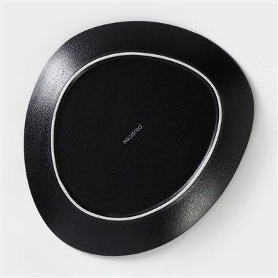 Тарелки Magistro Carbon, 26×23 см, набор 2 шт., фарфор, чёрные