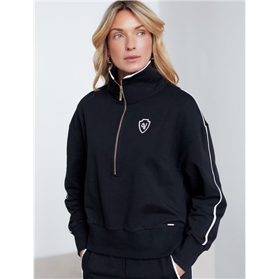 Джемпер с воротом на молнии и лампасами из футера двухнитки с эластаном