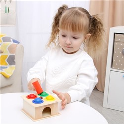 Стучалка квадратная «Божья коровка» 4 шарика — 3 см, молоточек