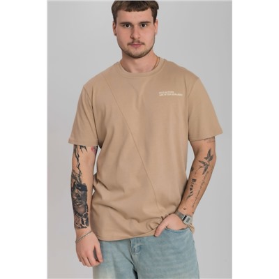 Футболка из кулирки с декоративной отстрочкой и принтом М125059Пе