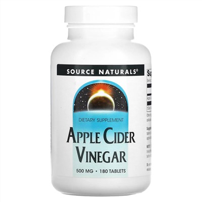 Source Naturals, яблочный уксус, 500 мг, 180 таблеток