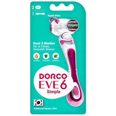 Станок Dorco EVE 6 Simple (LSXA 1002) (Станок + 2 кассеты)
