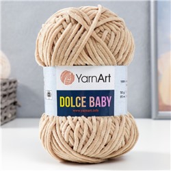 Плюшевая пряжа для вязания спицами, крючком YarnArt, Dolce Baby, 100% микрополиэстер, 85 м/50 г, (747 бежевый)