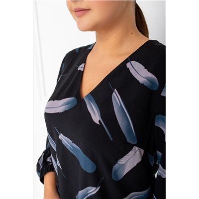 Блузка ТБ-93 перья на черном
