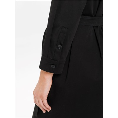 Платье-рубашка чёрное с поясом