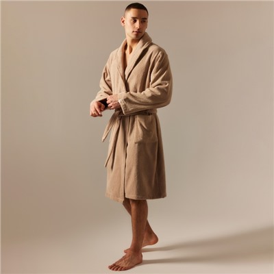 Халат махровый мужской SL HOME: Basic «Саббиа», размер S, хлопок 100%, коричневый